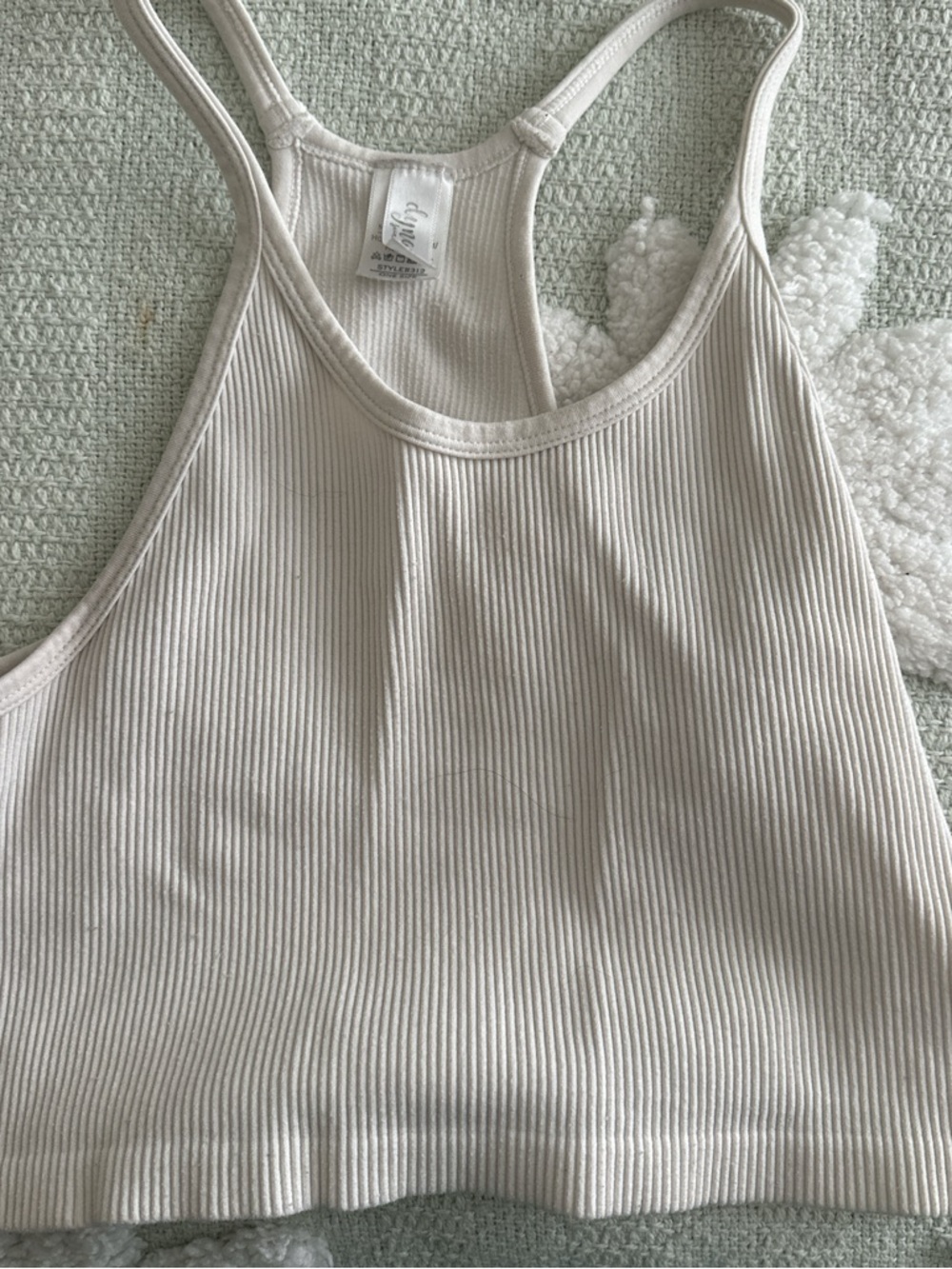 Ribbed Racerback Crop Tank - Cream